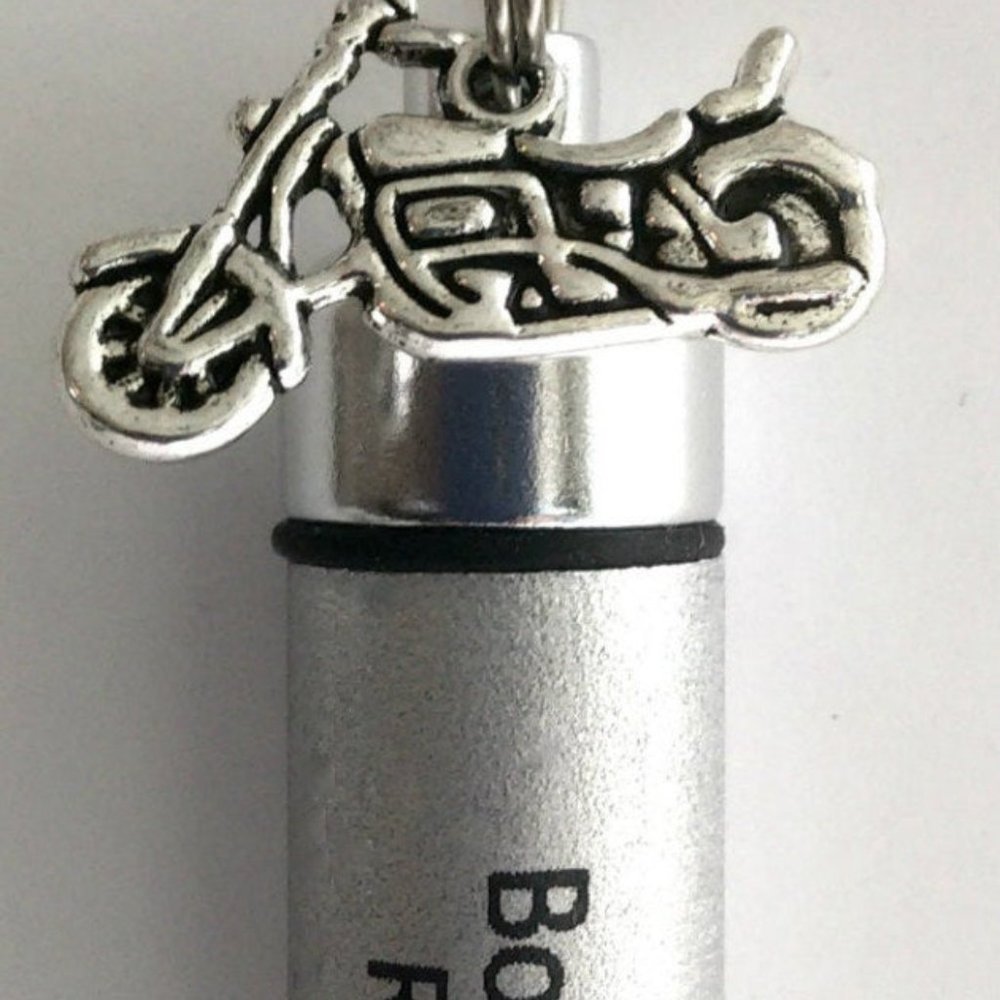 Motorcycle "Born To Ride" Cremation Urn Necklace